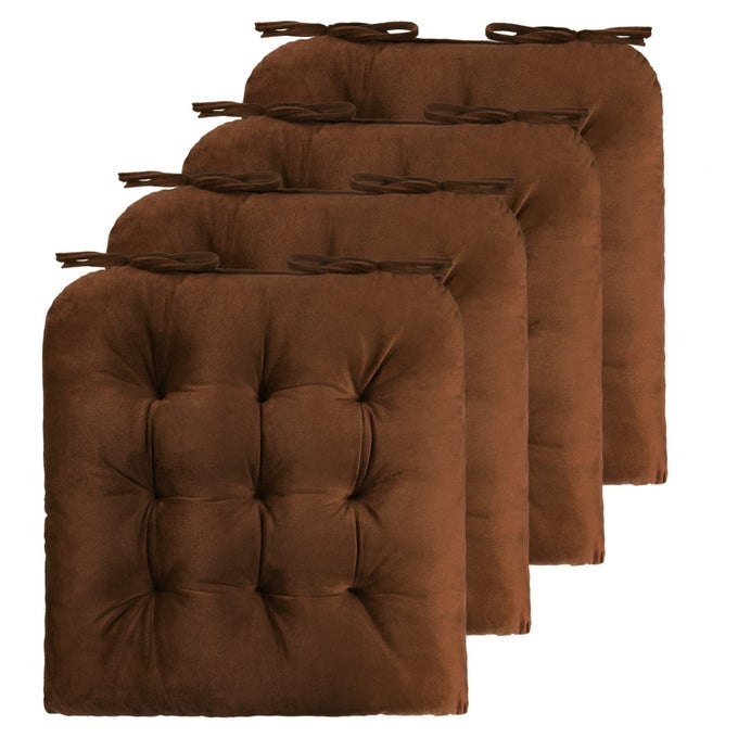 4 PACK CHAIR CUSHIONS FOR DINING CHAIRS CHAIR PADS CUSHION FOR KITCHEN OFFICE TUFTED SQUARE SEAT CUSHION WITH TIES U SHAPE COFFEE