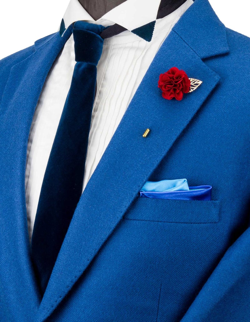 Knighthood Brooch Lapel Flowers Pin Men's Handmade Bunch Flower With Gold Leaf Lapel Pin Brooch (Maroon) - Image 3