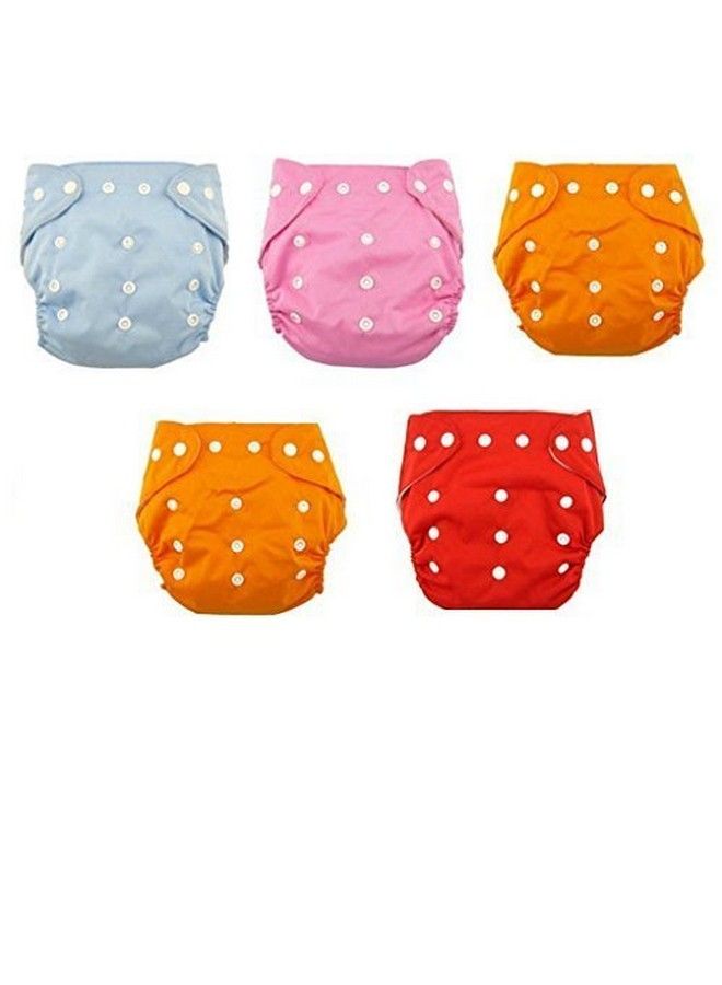 Tinny Tots Cloth Diaper Reusable Nappy Washable Free Size Adjustable Waterproof (Pack Of 5) - Image 2