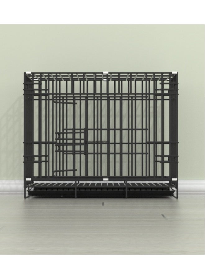 بيوينتي قفص جرو كلب صغير 50*37*40 سم أسود قابل للطي مع بابين وصينية معدنية غير قابلة للمضغ
