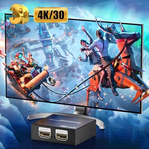 BolAAzuL 1x2 HDMI Splitter - 1in 2 out Multi-Port Adapter, 4K 1080P 3D, HDCP 1.4, Dual Monitors - Duplicate/Mirror Screen - Image 4