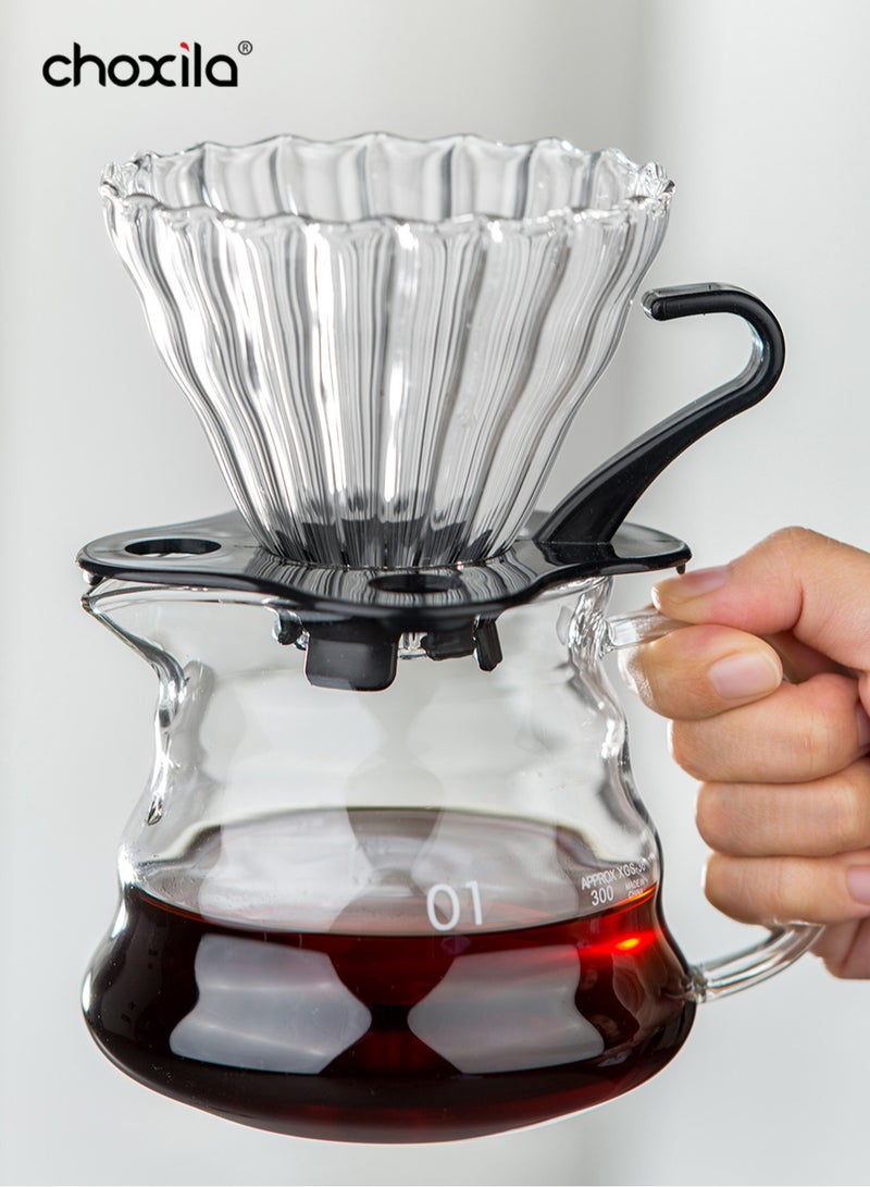 choxila v60 Pour Over Coffee Maker Set 360ml or 600mL Coffee Server With Glass Coffee Dripper 2 IN 1 Hand Drip Coffee Set Home Or Office - Image 1