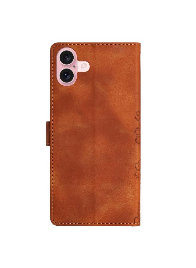 اس-توب جراب لهاتف iPhone 16 Plus مصنوع من مادة البولي يوريثان المنقوشة بنقشة زهور الكرز والفراشات - Image 3