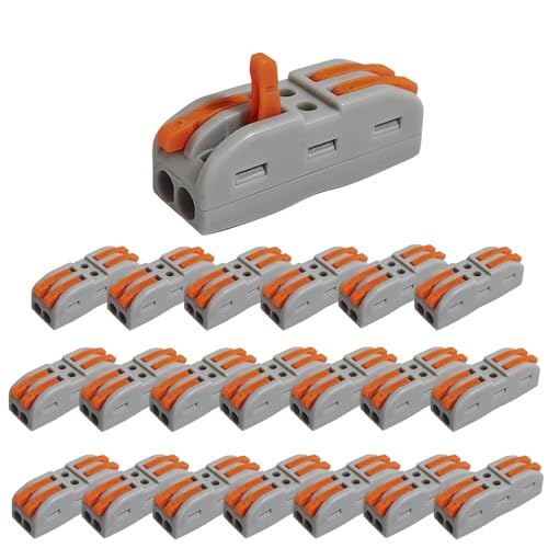 Xfopz 20PCS Wire Connectors Kit, 2 to 2 Inline Electrical Lever Wire Connectors Nuts Push-in Quick Conductor Combination Compact Connectors 28-12 AWG (2in 2out, 20) - Image 1
