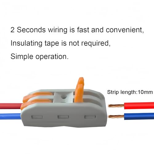 Xfopz 20PCS Wire Connectors Kit, 2 to 2 Inline Electrical Lever Wire Connectors Nuts Push-in Quick Conductor Combination Compact Connectors 28-12 AWG (2in 2out, 20) - Image 4