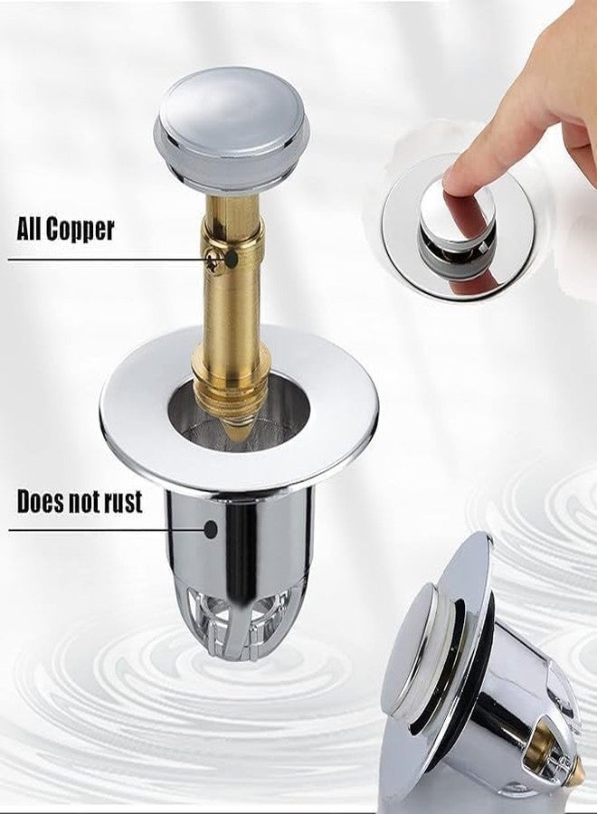 Veemok Stainless Steel Pop-Up Sink Drain Stopper with Hair Catcher - Universal Push Button Filter for Bathroom, Kitchen, Wash Basin & Bathtub - Anti-Clog, Corrosion Resistant. (1) - Image 5