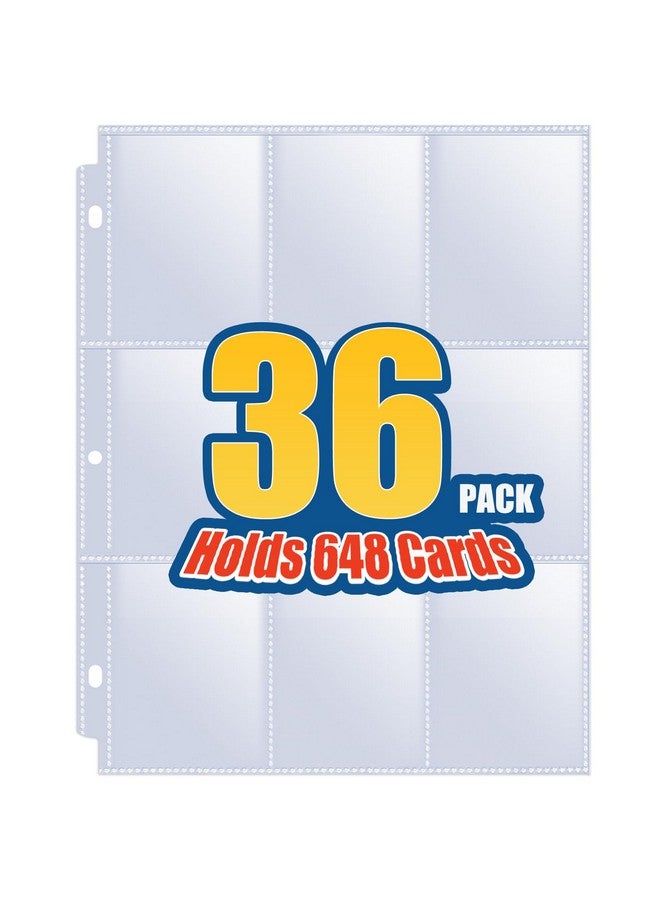 Sooez 36 Pack 9 Pocket Page Protector, Sooez Trading Card Sleeves Pages Baseball for 3 Ring Binder, Sheets Standard Size Cards, Sport Game Business Cards  - Image 1