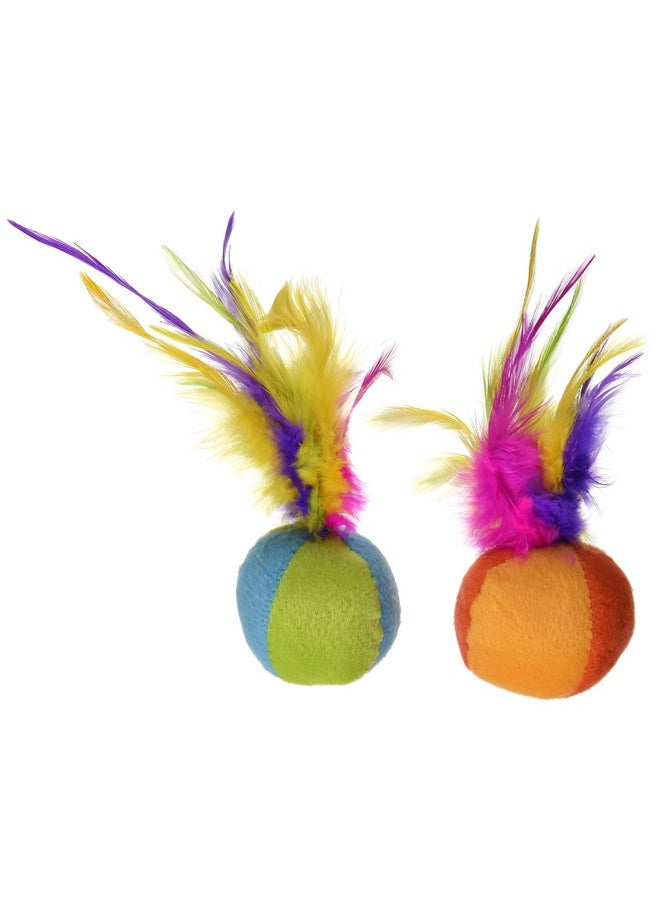 SmartyKat - SmartyKat (2 Count) Flutter Balls Feather Cat Toys - Multi Color, 2 Count - Image 1
