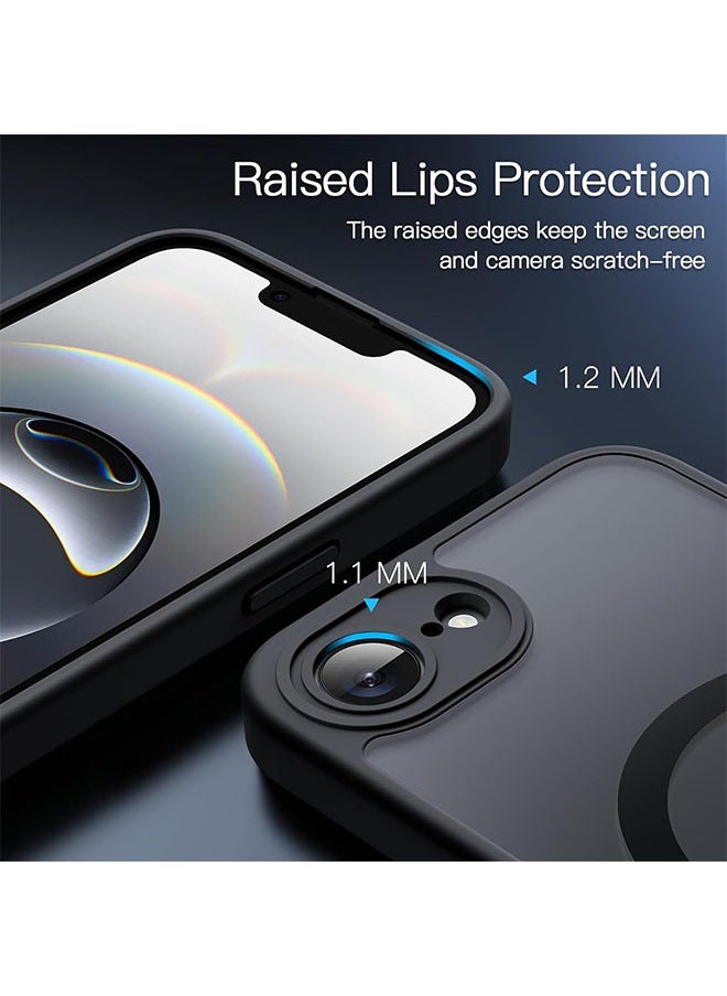 زفيف حالة iPhone 16E ， الحالة المغناطيسية لـ iPhone 16E 6.1 بوصة 2025 متوافقة مع Magsafe ، غطاء الهاتف غير اللامع الشفاف Slim Slim (أسود)  - Image 4