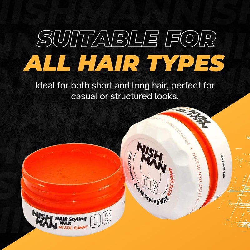 NISHMAN Nish Man Hair Styling Gel, Hair Wax for Men, Mystic Gummy, 150 ml | Edge Control | Ultra High Strong Hold | Hair Clay Aqua Wax | Wax Stick Hair | Men's Hair Gel (06 Mystic Gummy) - Image 5