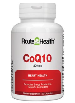 Route 2 Health CoQ10 200mg – 30 Capsules – Coenzyme Q10 Supplement for Energy Production, Heart Health, and Cellular Support – Antioxidant Formula for Cardiovascular Wellness – Non-GMO & Gluten-Free
