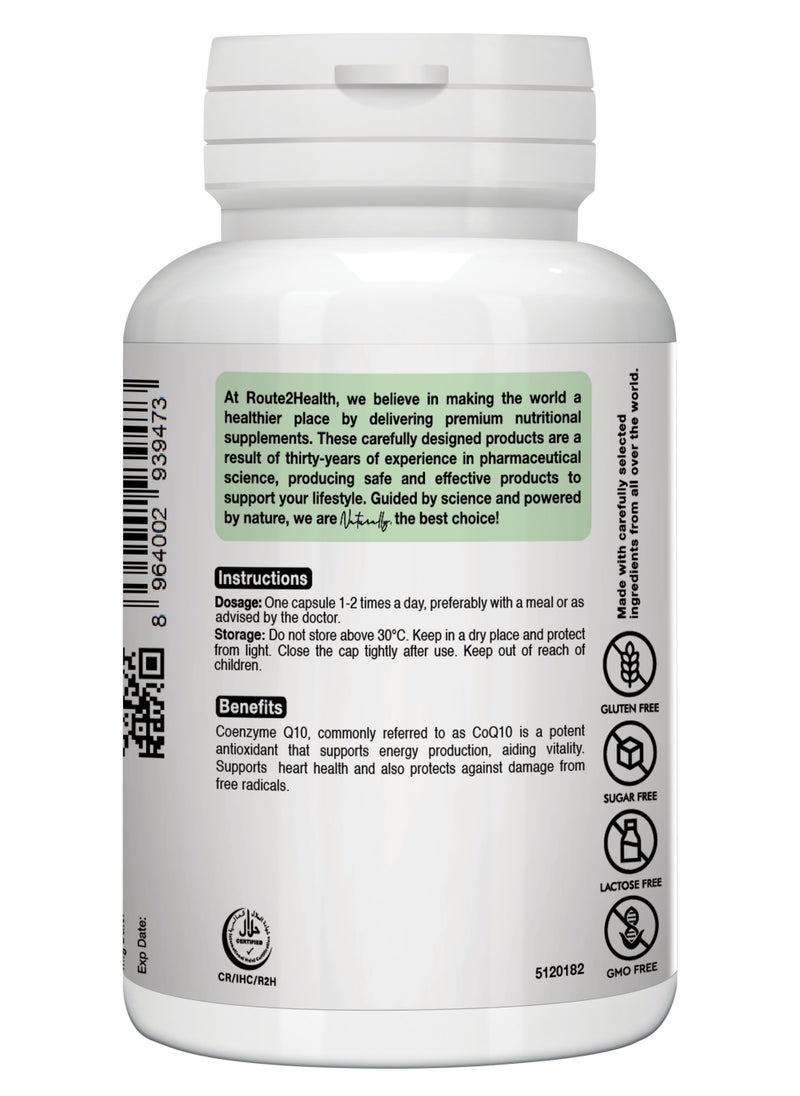 Route2Health - Route 2 Health CoQ10 200mg – 30 Capsules – Coenzyme Q10 Supplement for Energy Production, Heart Health, and Cellular Support – Antioxidant Formula for Cardiovascular Wellness – Non-GMO & Gluten-Free - Image 1