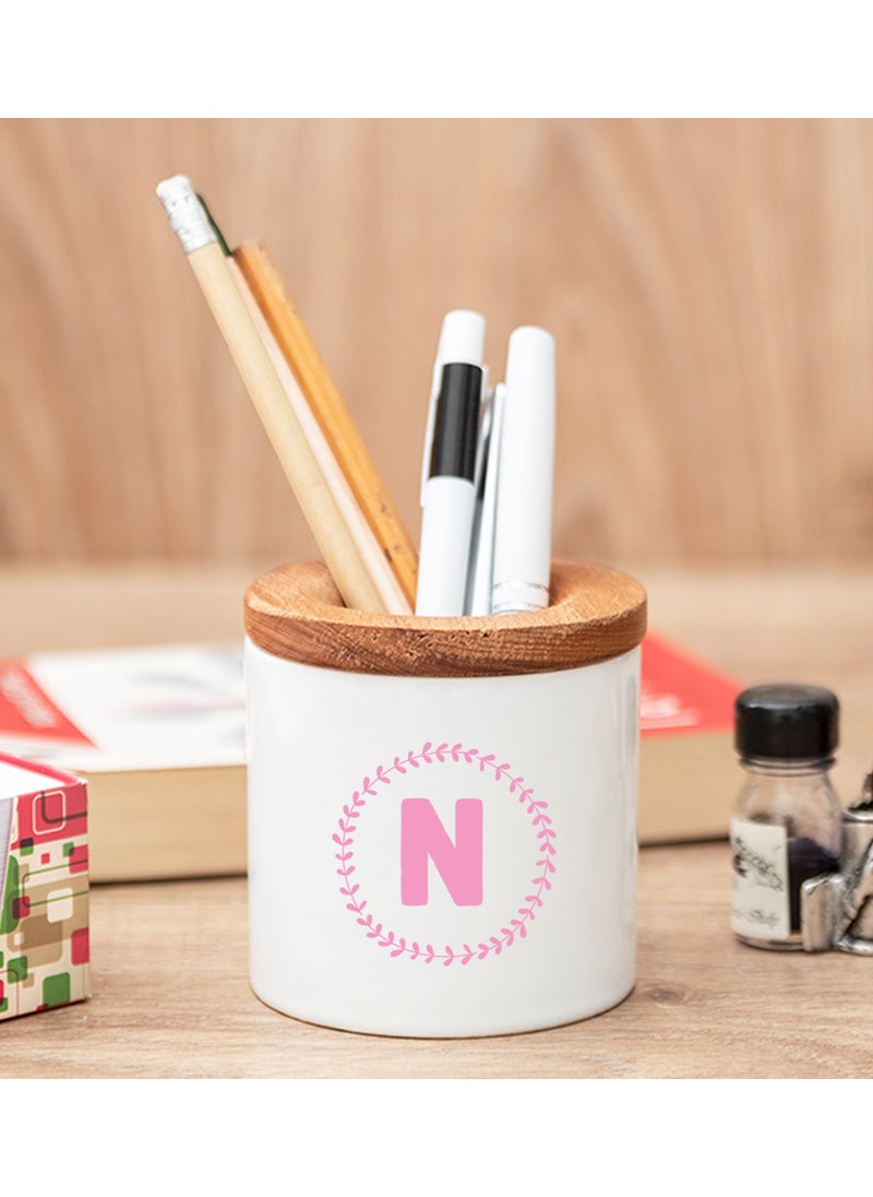 Hediye Dükkanı Gift Shop Personalized Pink Color Initial Design Pen Holder 