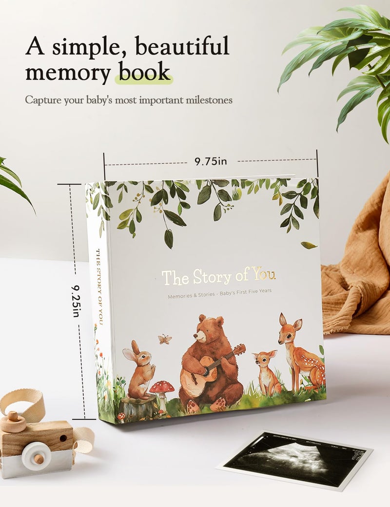 molekaus Baby Books for Baby Gift,Baby Book Keepsake Timeless First 5 Year,Baby Memory Book Scrapbook Album from Birth to Age 5, Baby Photo Albums Gender Neutral Baby Items,154 Pages - Image 5