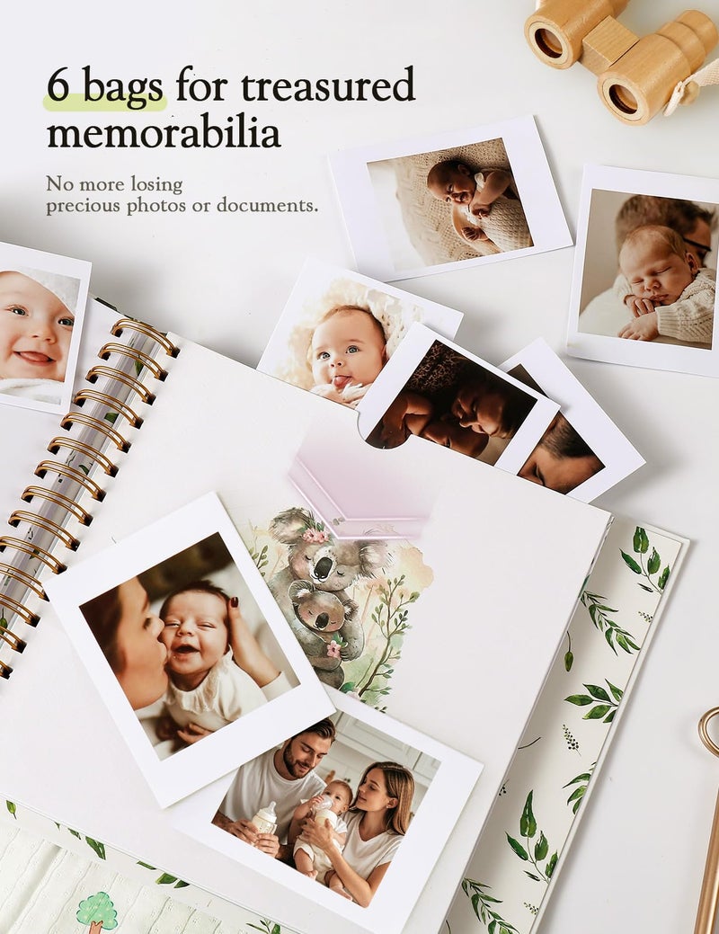 molekaus Baby Books for Baby Gift,Baby Book Keepsake Timeless First 5 Year,Baby Memory Book Scrapbook Album from Birth to Age 5, Baby Photo Albums Gender Neutral Baby Items,154 Pages - Image 4