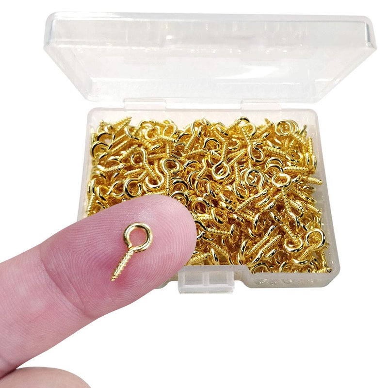 TTSAM 300PCS Mini Screw Eye Pin Pegs 10 x 5mm Hooks Self Tapping Screws for Arts Crafts Cork Top Bottles DIY Jewelry Making Gold - Image 2