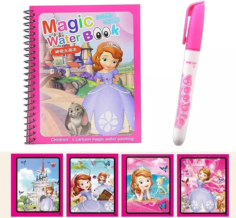 Sofia Magic Coloring Book with Water - No Mess No Stains - Fun and Educational Multiple Graphics