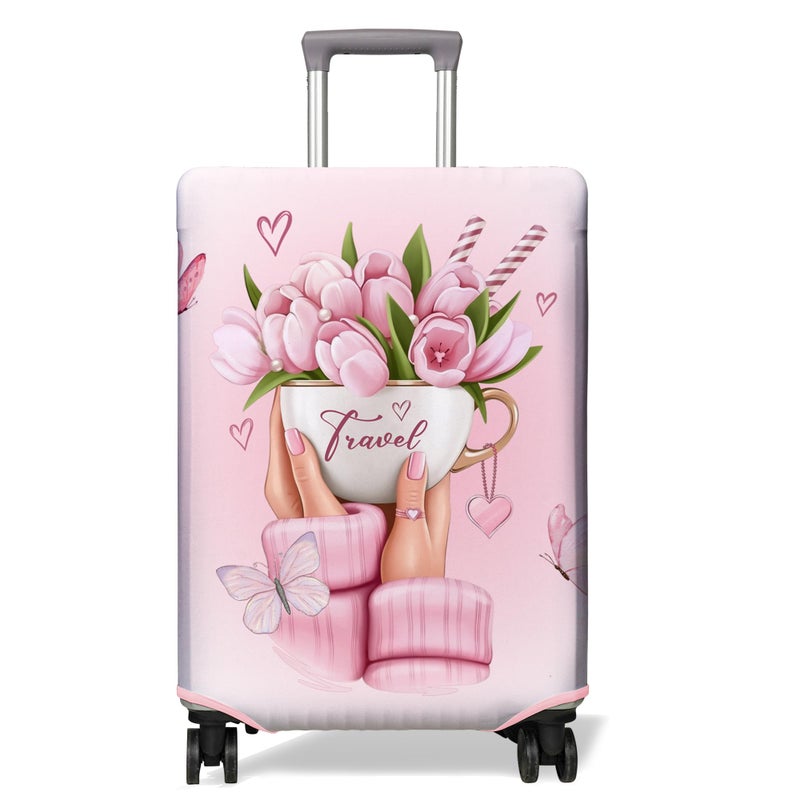 PtRug Travel Luggage Cover Suitcase Protector Fits 1832 Inch Wheel Covers PatternedTravel Related Items Flower Luggage Protector Elastic S - Image 2