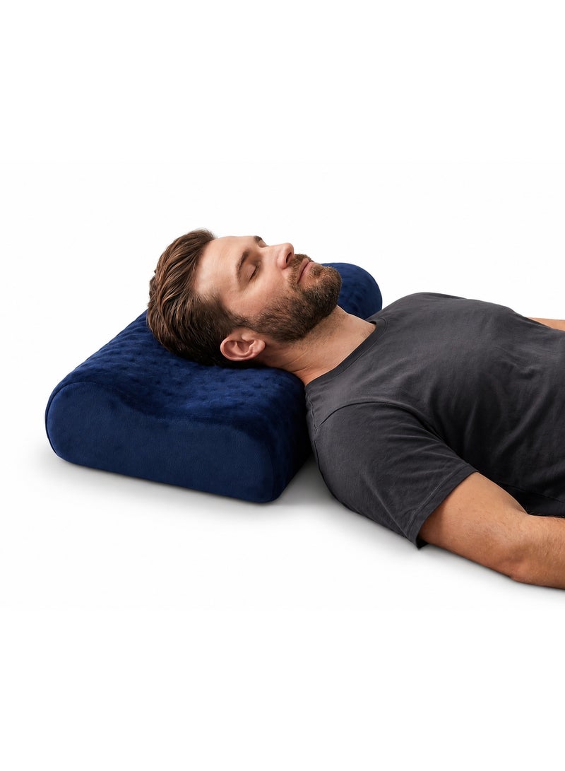 Contour Memory Foam Pillow with Dual Height Design and Massage Surface, Removable Washable Velvet Cover - Image 1