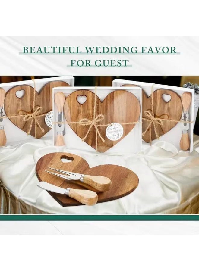 general Acacia wood heart-shaped cheese board household cutting board meat sticky board solid wood dinner plate fruit cutting board complementary food with knife and fork - Image 4