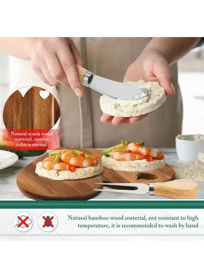 general Acacia wood heart-shaped cheese board household cutting board meat sticky board solid wood dinner plate fruit cutting board complementary food with knife and fork - Image 3