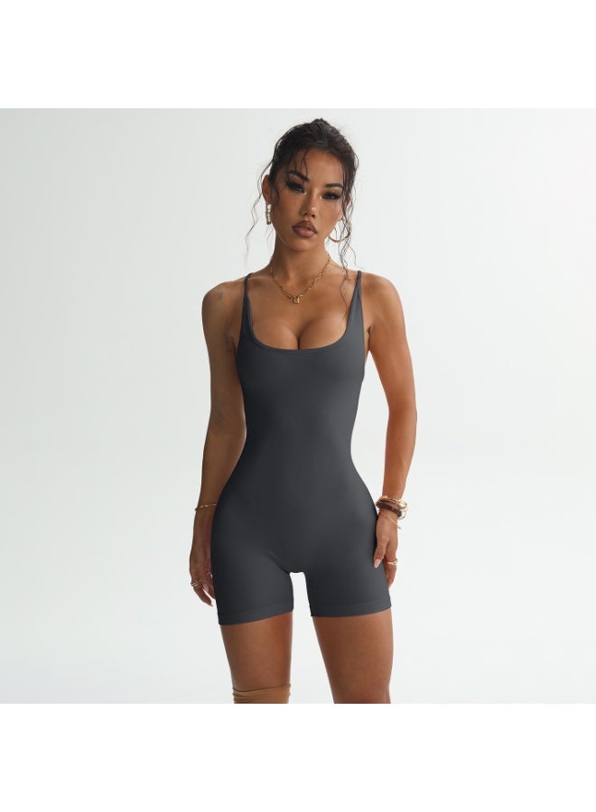 Women Sports Bodysuit Shorts Bandage Crossover Playsuits Outdoor Yoga Romper Pants Workout Summer Gym Training Tights Suits - Image 1