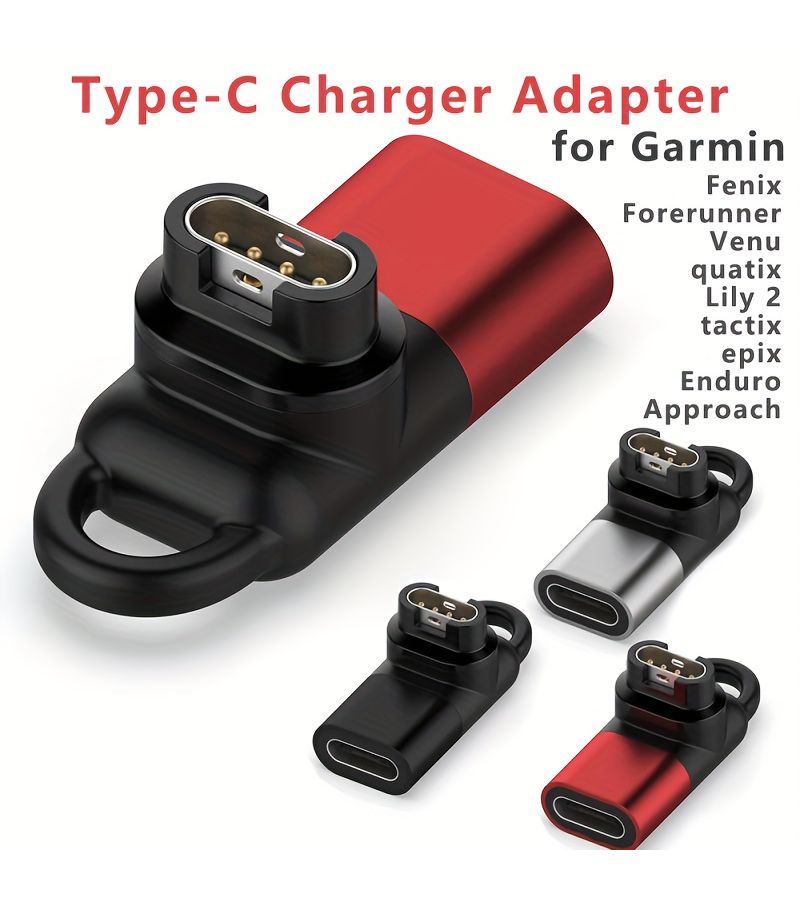 Type C Charger Adapter Black Fast Charging Flat Shape USB Watch Charger for Forerunner Fenix Venu Series - Image 1