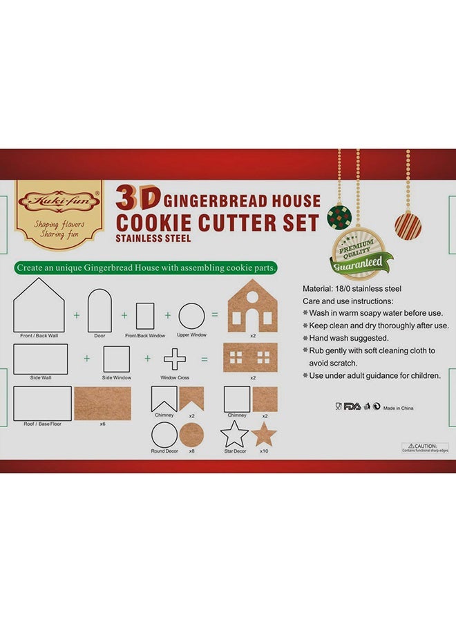 NIBEMINENT 10-Piece 3D Gingerbread House Cookie Cutters Silver - Image 4