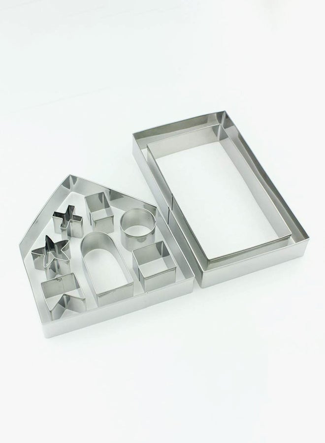 NIBEMINENT 10-Piece 3D Gingerbread House Cookie Cutters Silver - Image 3