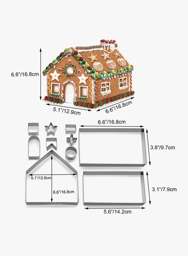 NIBEMINENT 10-Piece 3D Gingerbread House Cookie Cutters Silver - Image 2