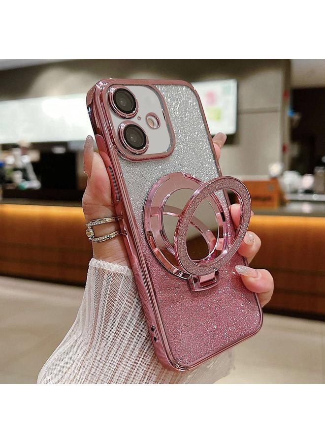 S-TOP Case For iPhone 16 Plus Plated Mirror Holder Gradient Glitter MagSafe Phone Case - Image 1
