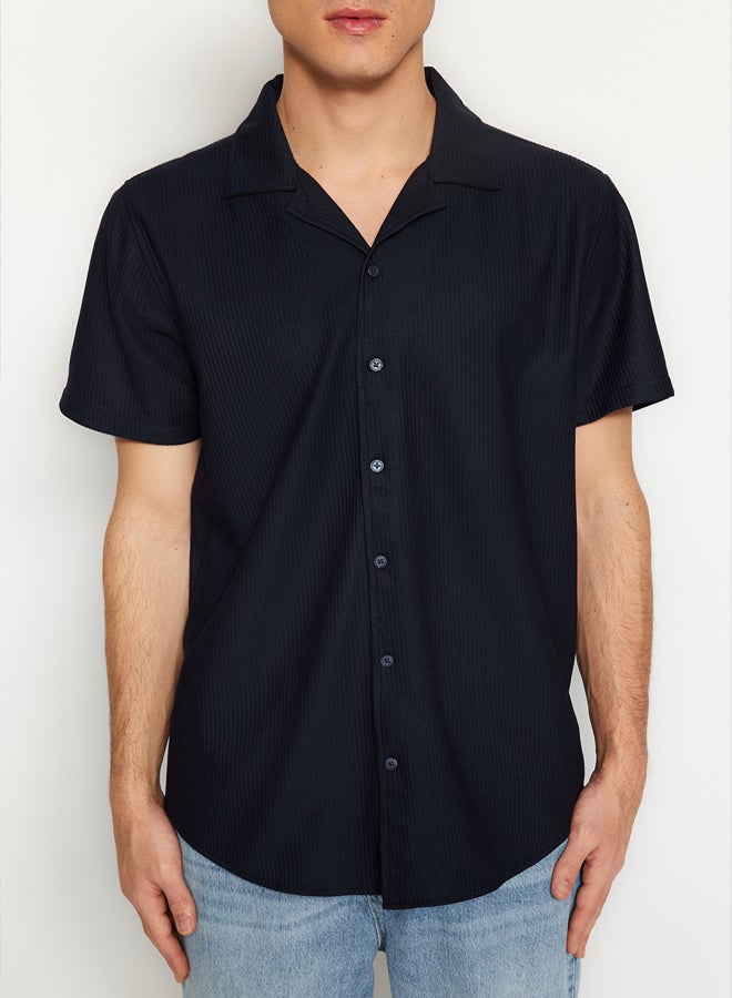 trendyol Navy Blue Regular Fit Open Collar Summer Shirt - Image 4