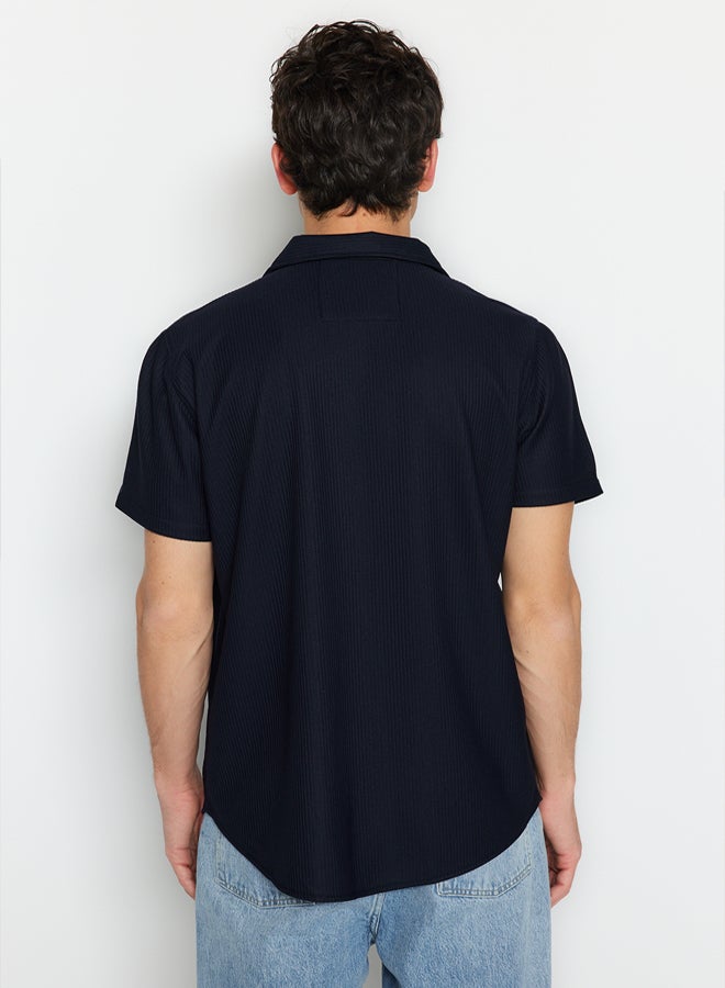 trendyol Navy Blue Regular Fit Open Collar Summer Shirt - Image 5