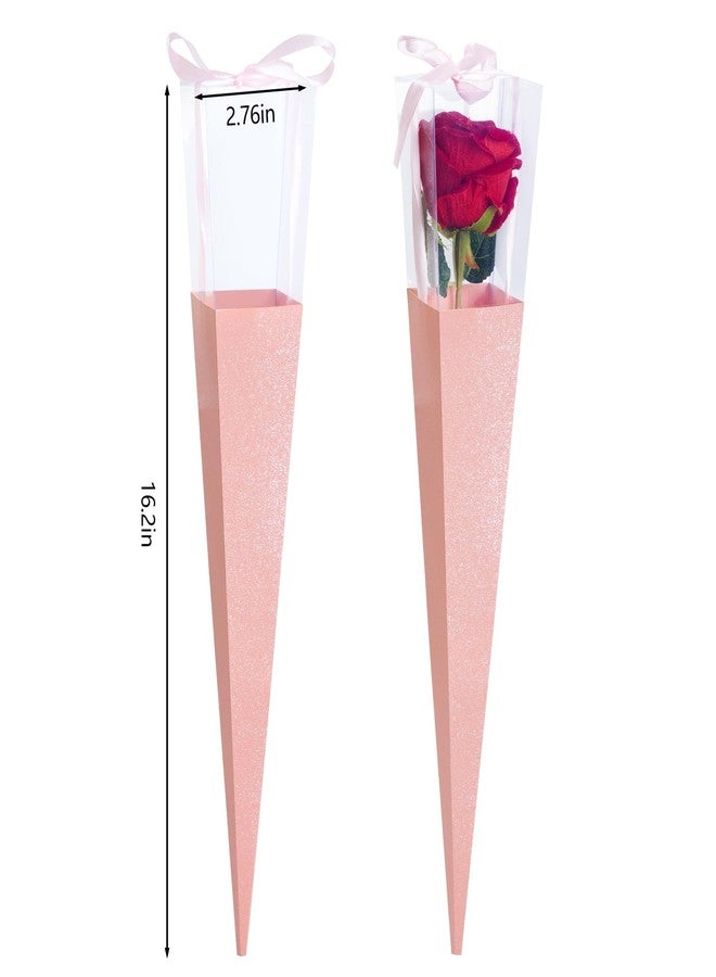 mifengda 24pcs Flower Bags Single Rose Sleeves Valentine Flower Bouquet Bag Single Rose Box Pink DIY Gift Flower Wrapping Paper Bag for Valentine Mother Day Graduation Wedding Birthday Floral Arrangement - Image 2