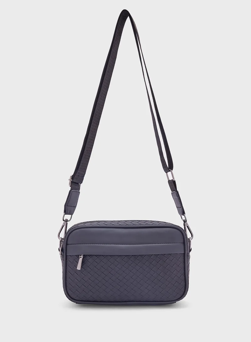 Robert Wood Weave Texture Casual Messenger Bag