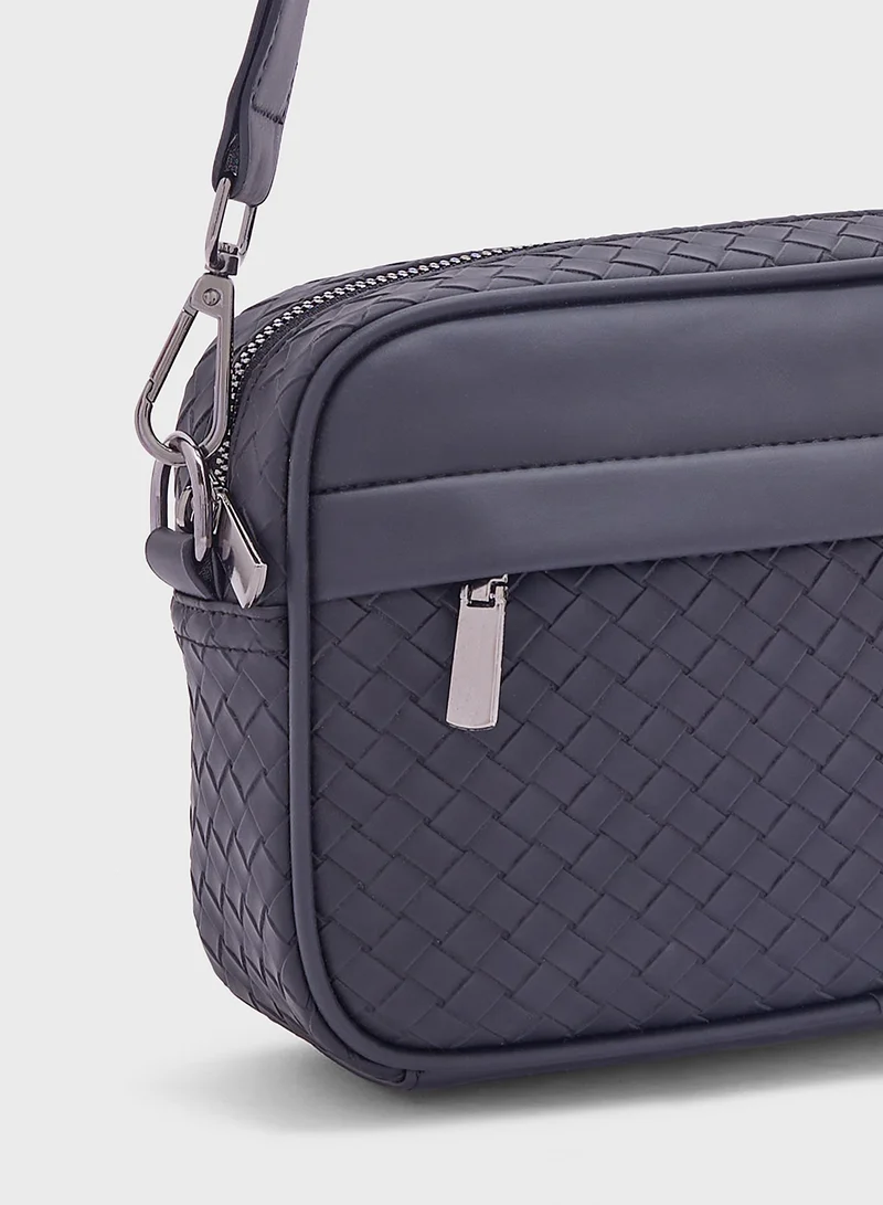 Robert Wood Weave Texture Casual Messenger Bag