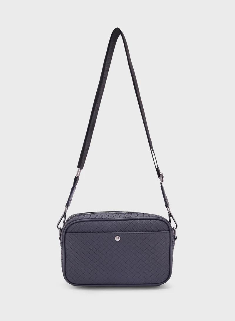 Robert Wood Weave Texture Casual Messenger Bag