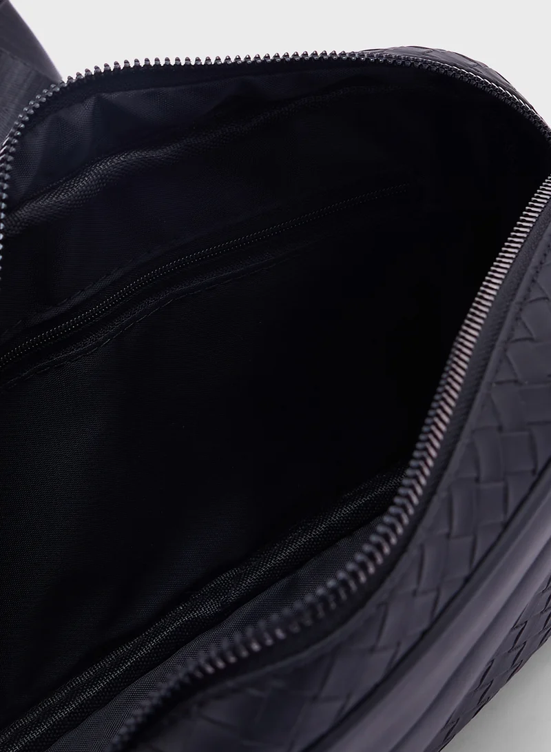 Robert Wood Weave Texture Casual Messenger Bag