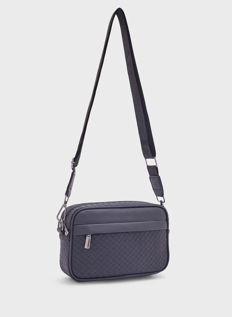 Robert Wood Weave Texture Casual Messenger Bag