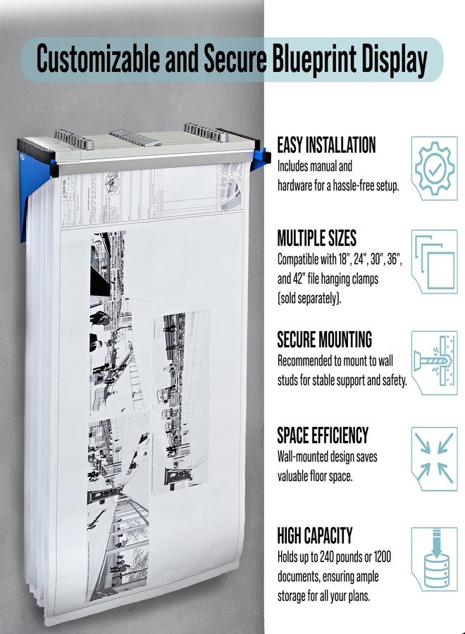 Adir Corp. Adir Blueprint Wall Rack - Blueprint Plans Organizer and Construction Plan Holder - Poster Display and Map Rack for Office and Home (Without Blueprint Clamps) - Image 2