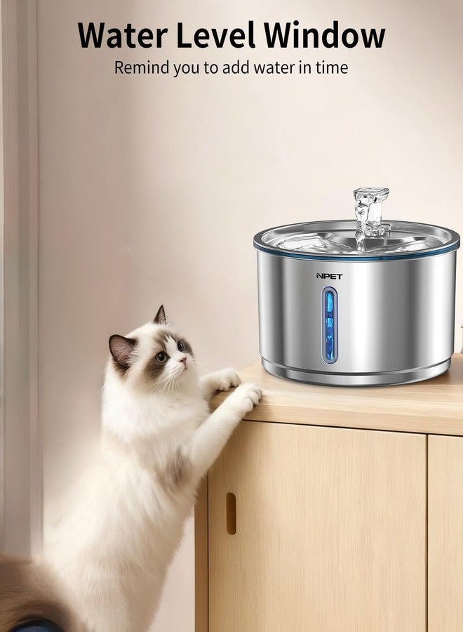 NPET Stainless Steel Cat Water Fountain, 1Gallon/135oz Automatic Pet Drinking Fountain Dog Water Dispenser with 3 Replacement Filters for Cats Indoor - Image 4