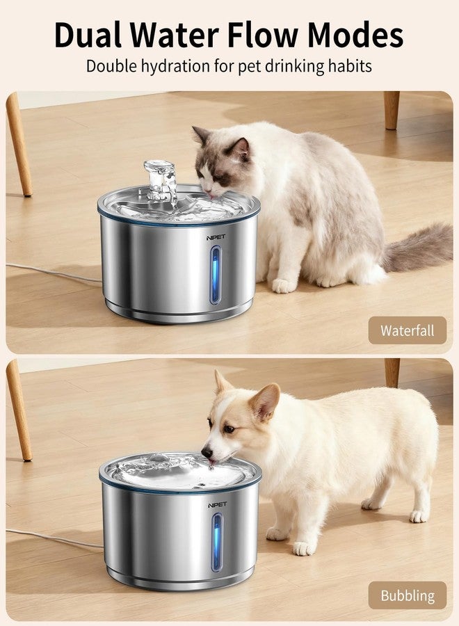 NPET Stainless Steel Cat Water Fountain, 1Gallon/135oz Automatic Pet Drinking Fountain Dog Water Dispenser with 3 Replacement Filters for Cats Indoor - Image 3