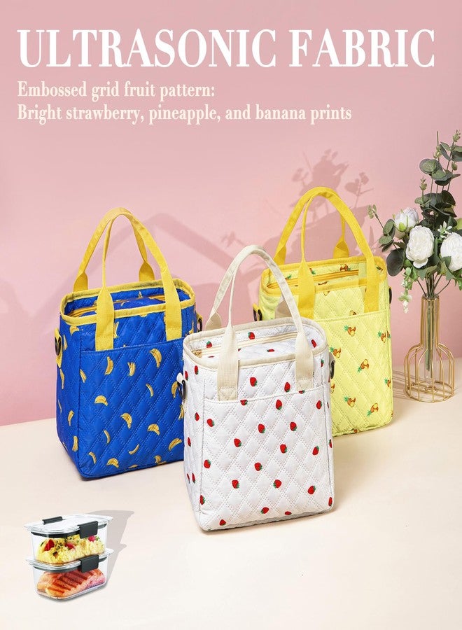 TuErCao Cute Stylish Small Insulated Lunch Bag for Women Men Kids, Lightweight Compact Reusable LunchBox for School, Office, Picnic, Durable Lunch Tote with Adjustable Strap & Dual Zippers, Black&Cream - Image 4