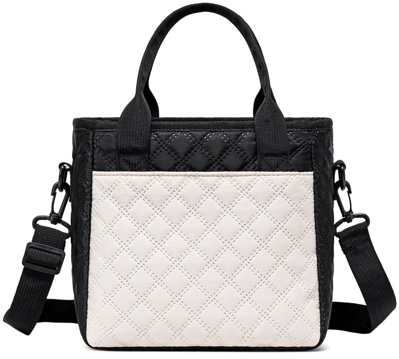 TuErCao Cute Stylish Small Insulated Lunch Bag for Women Men Kids, Lightweight Compact Reusable LunchBox for School, Office, Picnic, Durable Lunch Tote with Adjustable Strap & Dual Zippers, Black&Cream - Image 1