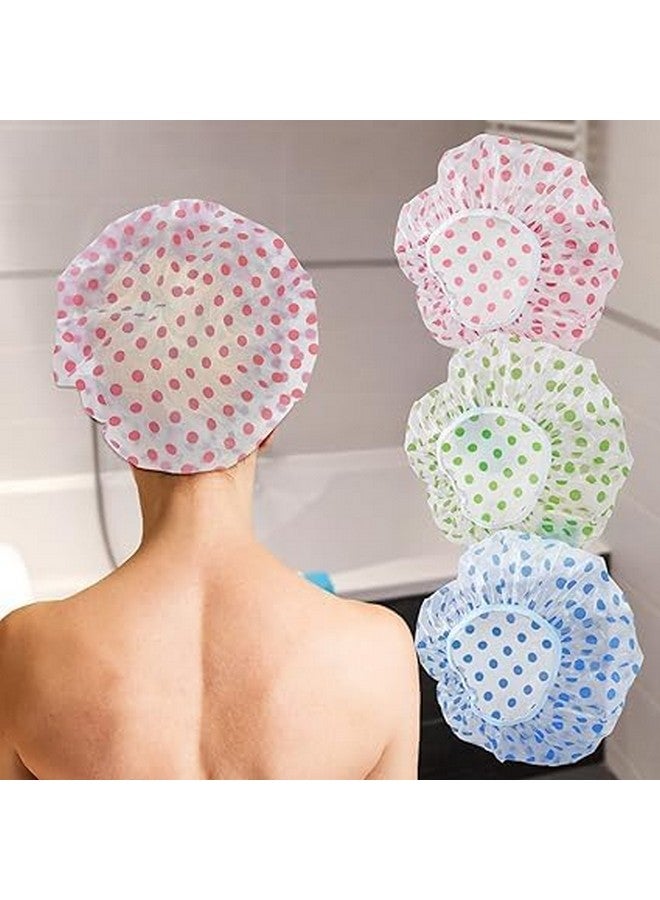 ZINZA 3PCS Shower Caps Disposable and Reusable Waterproof Caps for Women - Waterproof and Convenient for Travel (Multi) - Image 4