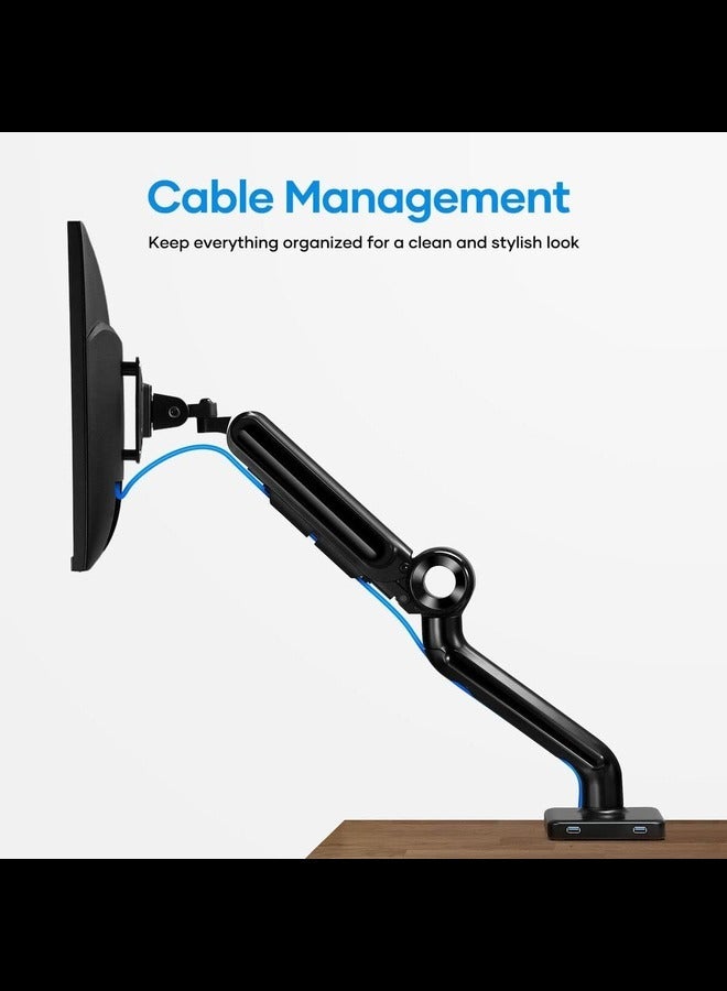 Single Monitor Stand Mount - Gas Spring Monitor Arm Fits 13-35'' Monitor, Full Motion Swivel, Single Monitor Stand, Ultra Height Adjustable for Stand Work, Monitor Desk Stand with VESA  - Image 2