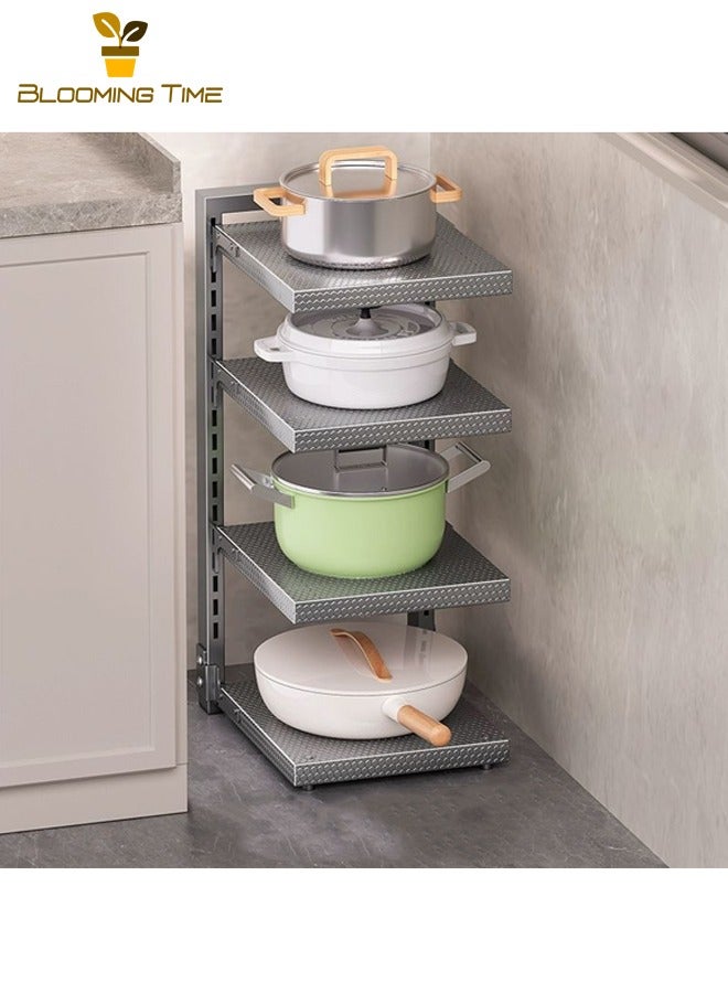 BLOOMING TIME Single-Sided Kitchen Storage Rack, Multi-Tiered Sink-Mounted Pot Rack for Home Use, Cabinet-Mounted Tiered Pot Storage Rack, Freestanding Kitchen Countertop Storage Rack, Adjustable Multi-Tiered Sink Cabinet Shelving Unit, Black - Image 1