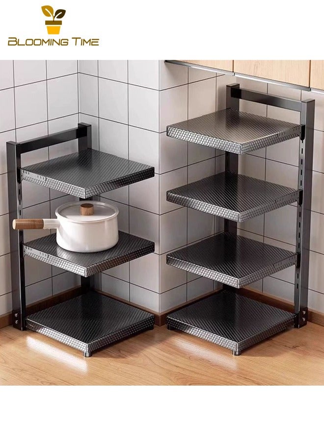 BLOOMING TIME Single-Sided Kitchen Storage Rack, Multi-Tiered Sink-Mounted Pot Rack for Home Use, Cabinet-Mounted Tiered Pot Storage Rack, Freestanding Kitchen Countertop Storage Rack, Adjustable Multi-Tiered Sink Cabinet Shelving Unit, Black - Image 3
