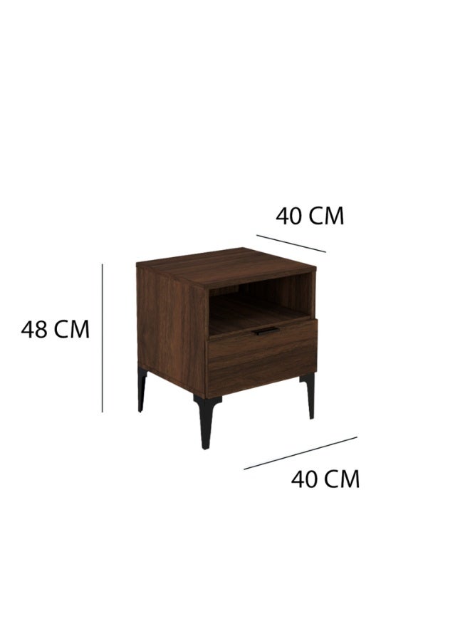 بيتي طاولة جانبية ( كمودينو ) درج ورف خشب اللون بني مقاس (48 × 40 × 40) سم - Image 4