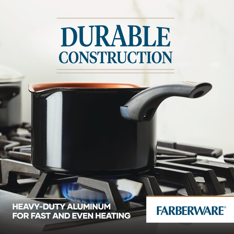 Farberware Glide Nonstick Sauce Pan/Saucepan with Straining and Lid, 3 Quart, (Black) - Image 3